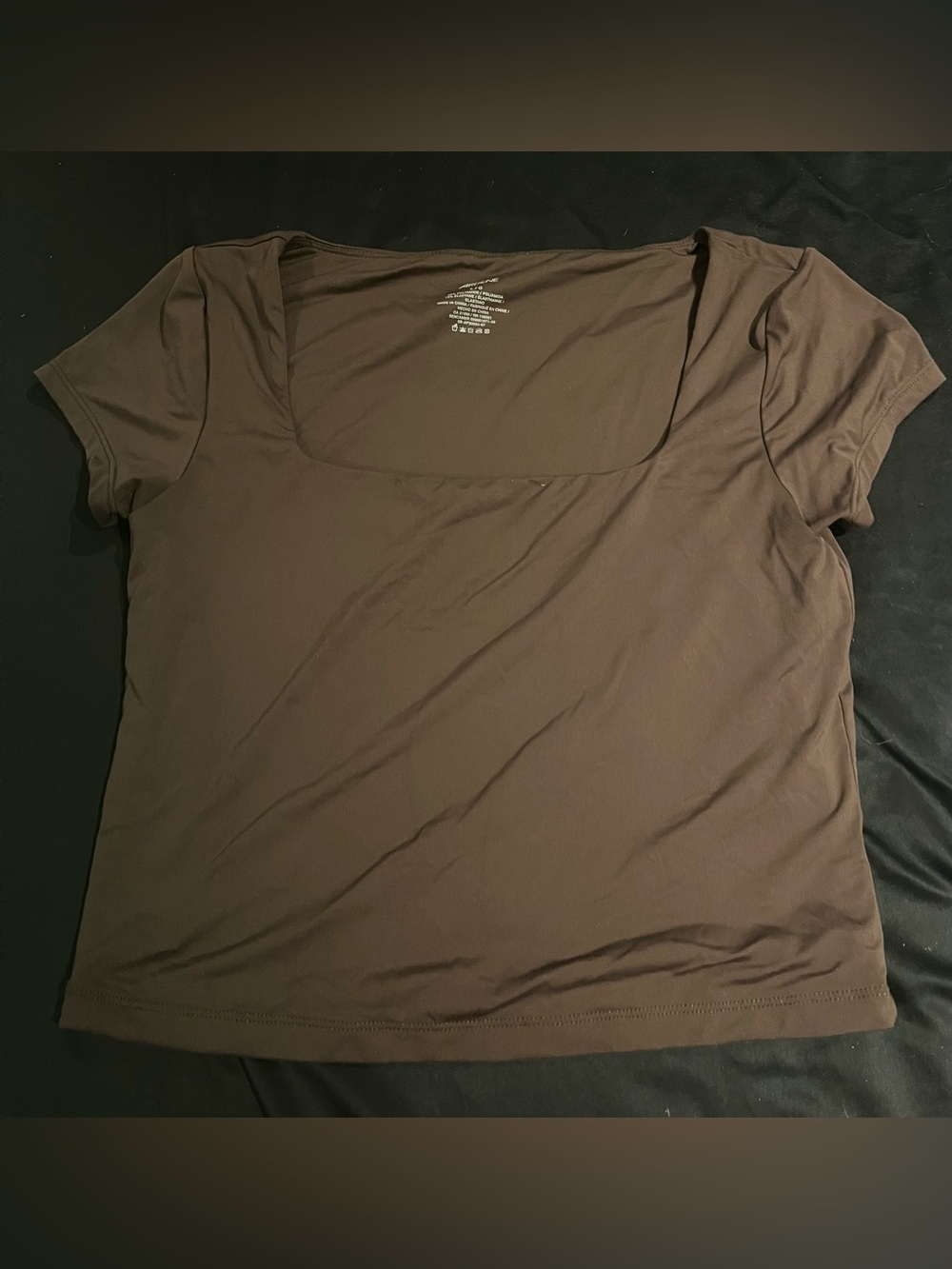 Women's Square Neck Short Sleeve Top - Brown